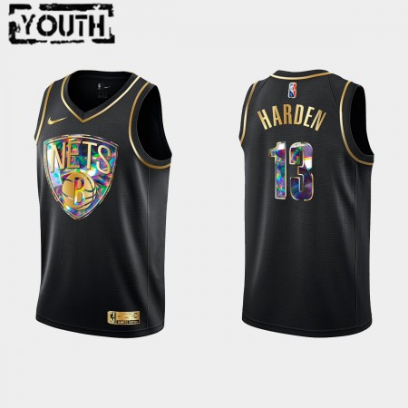 Maglia NBA Brooklyn Nets James Harden 13 Nike 2021-22 Nero Golden Edition 75th Anniversary Diamond Swingman - Bambino